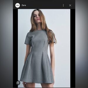 Zara Black and White Checkered Mini Dress